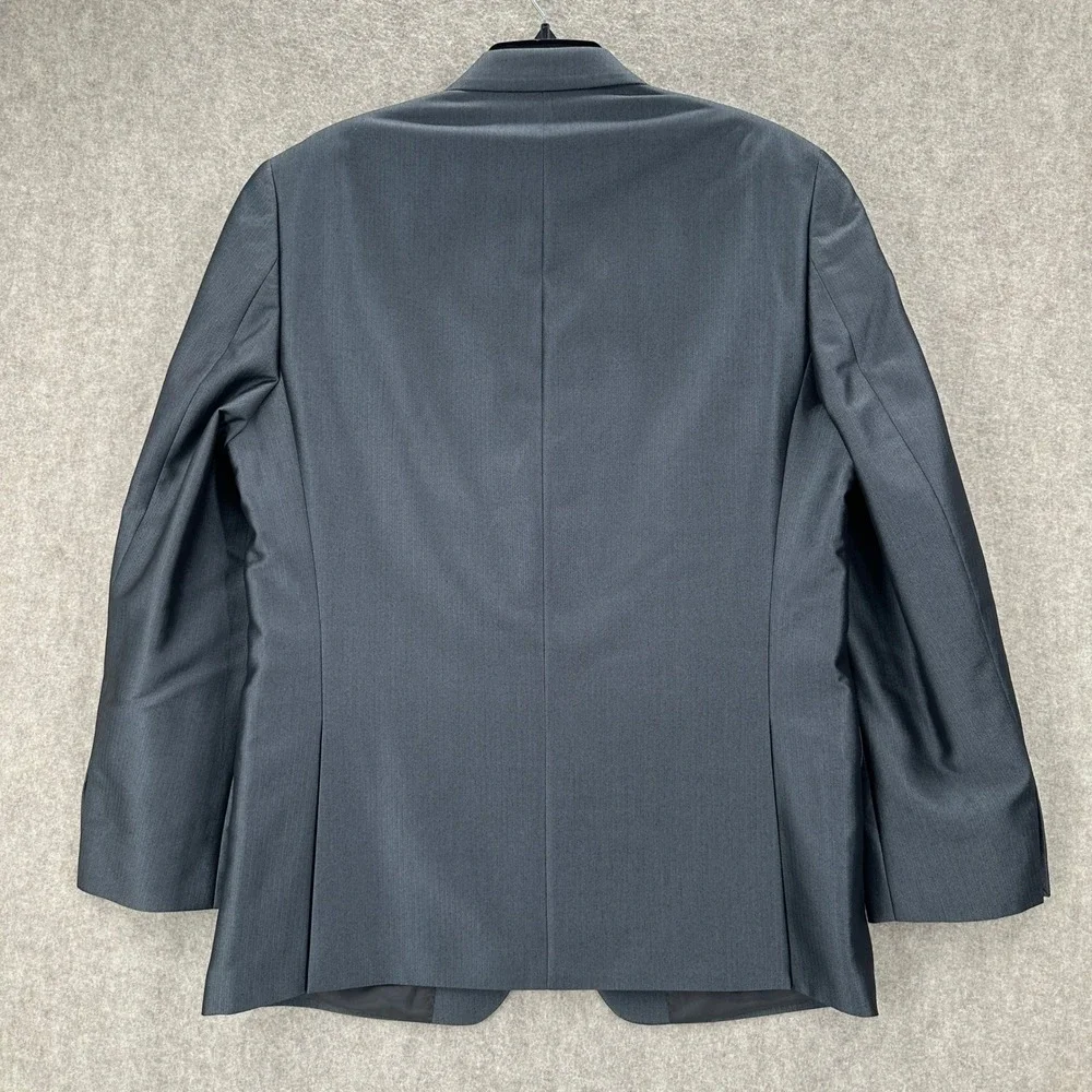 Calvin Klein Shiny Charcoal Herringbone Full Suit Jacket 40R Pants 32X30‎